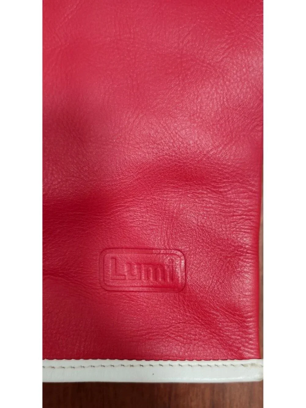 LUMI Archive Supermarket Bag Large Red White Leather Tote Shoulder Bag Laptop A4